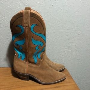 Code West Lt. Brown Suede w/Turquoise Paint Boots